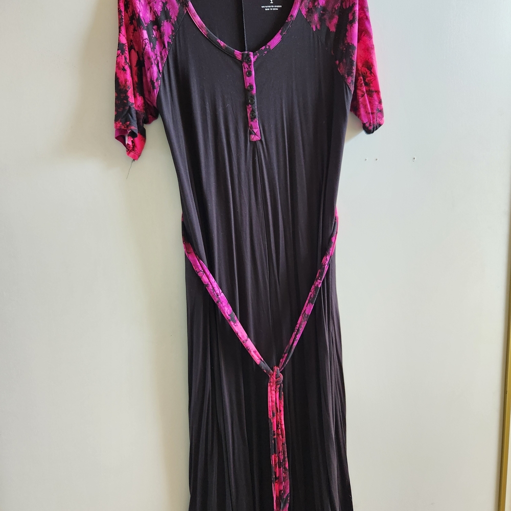 Torrid Raglan Culotte Jumpsuit TieDye Pink & Black, Size 1x (14-16), Great Cond.